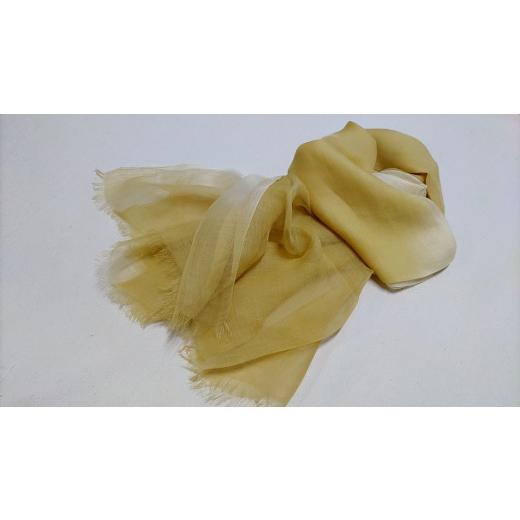 ふるさと納税 織物・繊維品 鹿児島県 いちき串木野市 麻グラデーションストール イエロー P-182cH P-182c イエロー