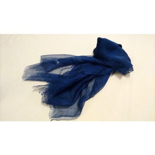 ふるさと納税 織物・繊維品 鹿児島県 いちき串木野市 麻藍染ストール 濃い藍色 P-183aH P-183a 濃い藍色