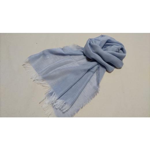 ふるさと納税 織物・繊維品 鹿児島県 いちき串木野市 綿シルクカシミヤストール ブルー P-184bH P-184b ブルー