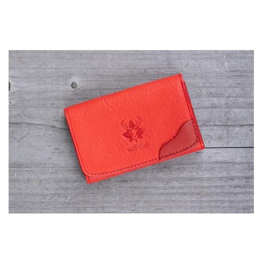 ふるさと納税 小物 広島県 東広島市 広島ジビエレザー 東広島産天然鹿革 本革名刺入れ カード入れにもおすすめ 03レッド レッド