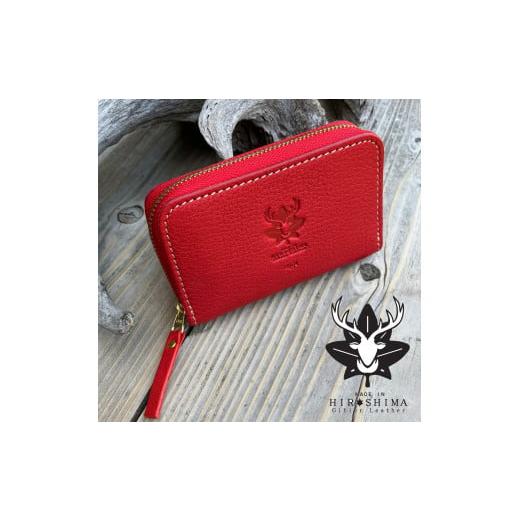 ふるさと納税 財布 広島県 東広島市 広島ジビエレザーラウンドジップミニ財布 03レッド レッド