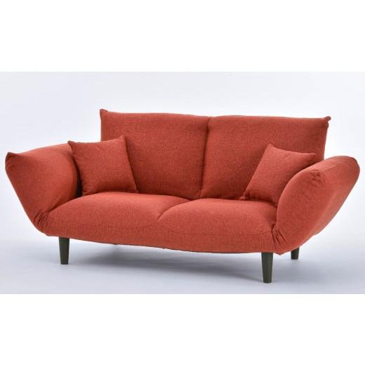 ふるさと納税 雑貨・日用品 インテリア 山梨県 市川三郷町 背もたれ&両肘リクライニング・バゲットソファ クッション2個付き(ウォームレッド) 5839-9399 …