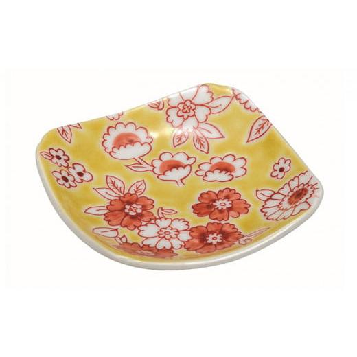 ふるさと納税 陶磁器・漆器・ガラス 石川県 能美市  No.5784-0477 九谷焼 3号皿・フラワーシャワー黄色 5枚セット a01 民芸品 工芸品 焼き物 食器の画像