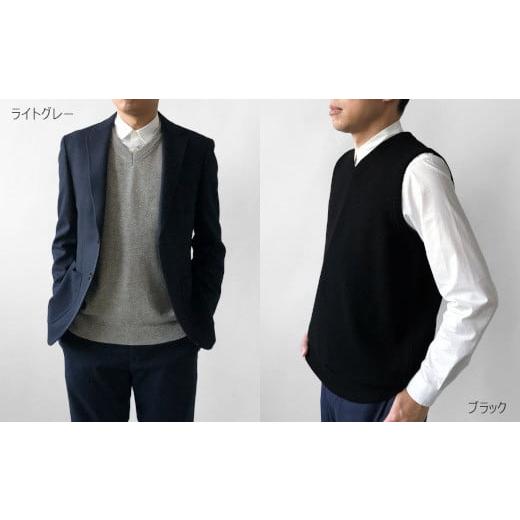ふるさと納税 服 男 新潟県 五泉市 ニット ベスト Vネックカシミヤ 100% ( ブラック・L ) メンズ 日本製 | セーター ニットベスト 薄手 無地 シンプル 秋 冬 …_5