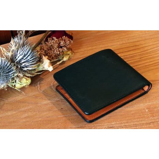 ふるさと納税 財布 鳥取県 南部町 DR06B 本革製二つ折り財布 カラー:黒 カラー:黒