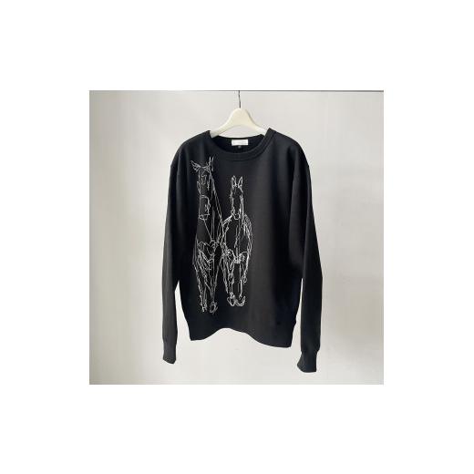 ふるさと納税 服 男 山梨県 北杜市 HORSE SWEATSHIRT Lサイズ／BLACK Lサイズ／BLACK_2