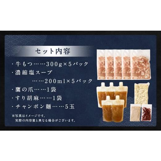 ふるさと納税 モツ鍋 福岡県 筑後市 ダルム屋名物 塩モツ鍋 ど〜んと 15人前 (3人前×5) もつ鍋 ちゃんぽん麺