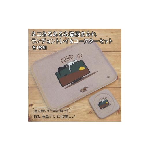 ふるさと納税 雑貨・日用品 和歌山県 海南市 ネコダラトレイM角&コースター 各1枚セット「液晶テレビは難しい」 ネコだらけ 猫グッズ 液晶テレビは難しい