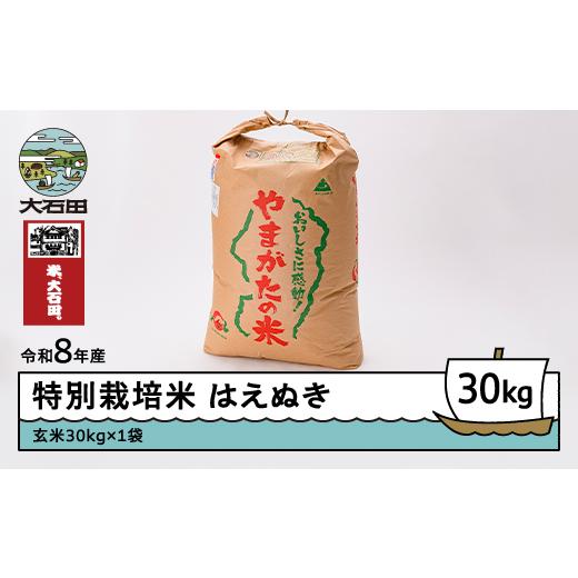 ふるさと納税 米 はえぬき 山形県 大石田町 先行予約 新米 米 はえぬき 30kg 玄米 令和8年産 特別栽培米 2026年11月下旬発送 沖縄・離島への配送不可 ja-hagx…