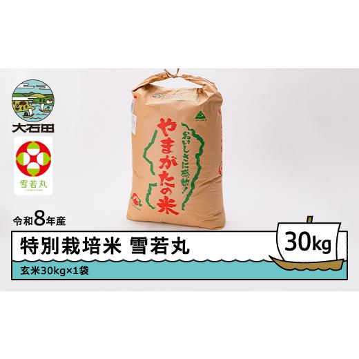 ふるさと納税 米 山形県 大石田町  先行予約 新米 米 雪若丸 30kg 玄米 令和8年産 特別栽培米 2026年12月上旬発送 沖縄・離島への配送不可 ja-yugxb30-12f 202…_1