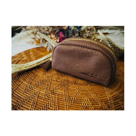 ふるさと納税 雑貨・日用品 岩手県 大槌町 大槌ジビエレザーのポーチ(濃茶) 大槌ジビエレザーのポーチ(濃茶)