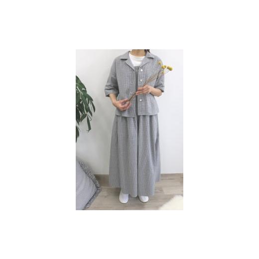 ふるさと納税 服 女 兵庫県 西脇市 33-20 さらさらコットンセットアップ 播州織使用 BLACK BLACK