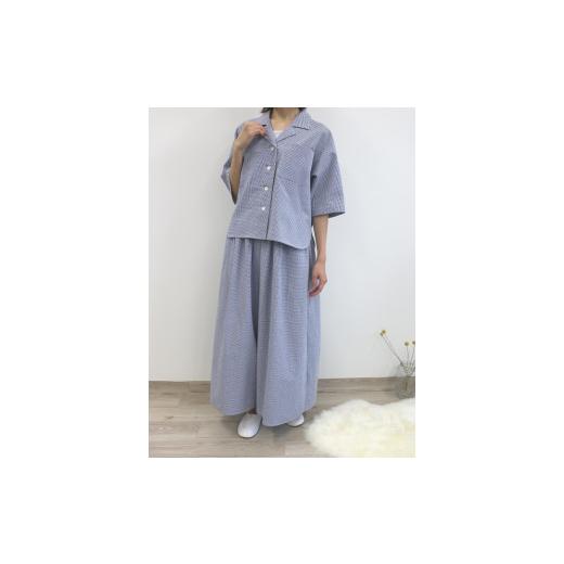 ふるさと納税 服 女 兵庫県 西脇市 33-20 さらさらコットンセットアップ 播州織使用 NAVY NAVY