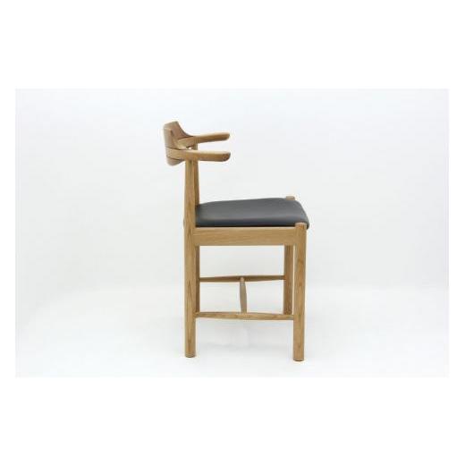 ふるさと納税 家具 岐阜県 高山市 シズクルチェア OAK／本革ブラックダイニングチェア 飛騨の家具 飛騨家具 木馬舎 AY038の画像