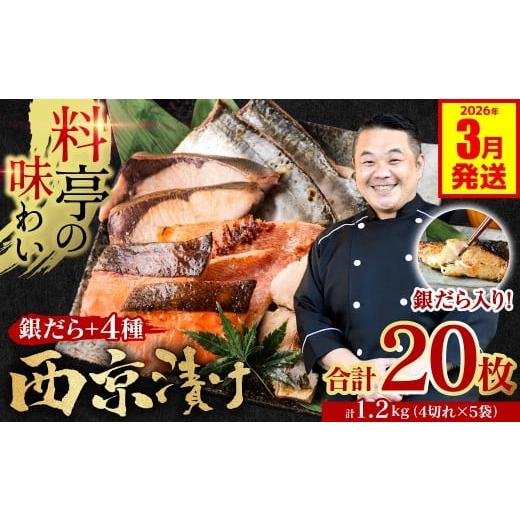 ふるさと納税 漬魚(味噌・粕等) 味噌漬け 熊本県 八代市 訳あり 厳選 鮮魚 西京漬け 1.2kg 銀だら入り たっぷり 20枚 5種20枚 4切×5袋 (訳あり 訳アリ 魚…