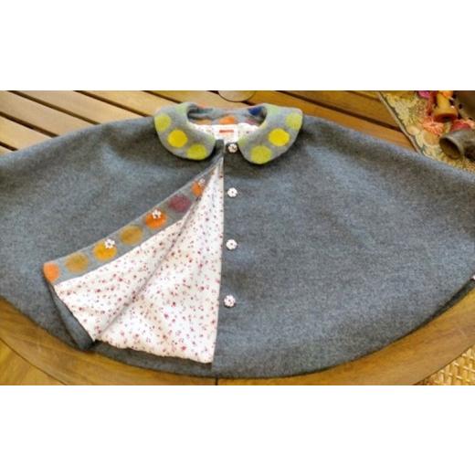 ふるさと納税 服 子ども 千葉県 松戸市 AO051 warmheart 子供用ケープコート(イエローオレンジ系) 100サイズ イエローオレンジ系 :100