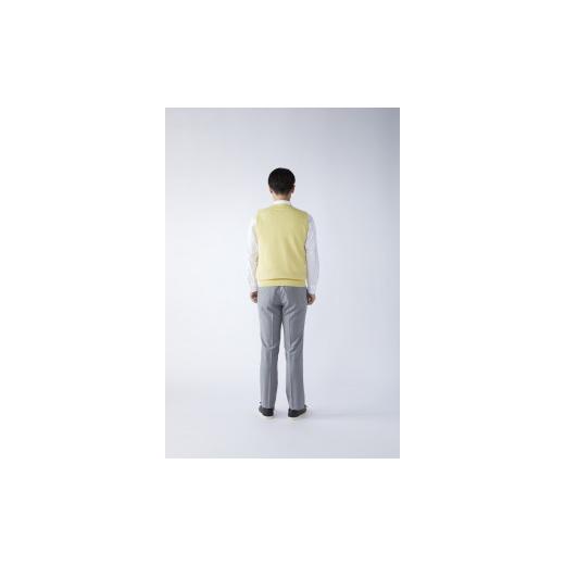 ふるさと納税 服 男 大阪府 泉大津市 日本製 カシミヤ100% Vベスト イエロー Lサイズ 2635の画像