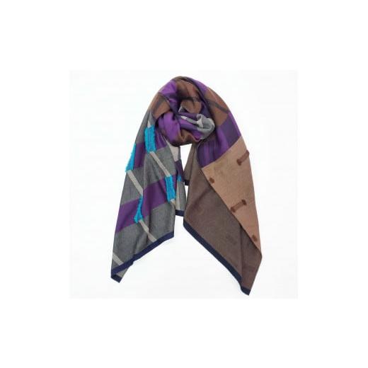 ふるさと納税 小物 ストール・マフラー 兵庫県 西脇市 85-12 POLS ウールカットジャカードストール大判 SCWO-0002ベージュ SCWO-0002ベージュ