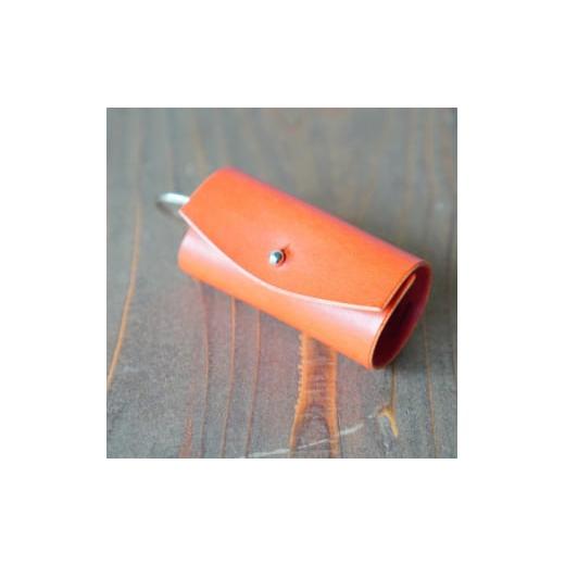 ふるさと納税 小物 岡山県 奈義町 スカーレット イタリアンオイルレザーのリングキーケース スカーレットカラー 革製品 ハンドメイド クラフト キーケース 革…