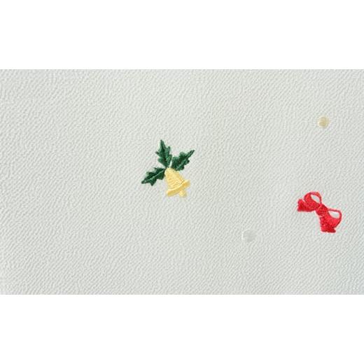 ふるさと納税 織物・繊維品 兵庫県 伊丹市 帯揚げ 白地 ちりめん クリスマスの刺繍 帯上げ 着物に No.5275-0234の画像