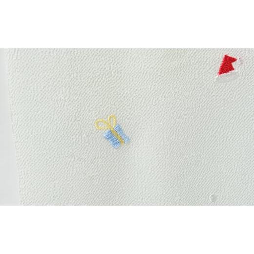 ふるさと納税 織物・繊維品 兵庫県 伊丹市 帯揚げ 白地 ちりめん クリスマスの刺繍 帯上げ 着物に No.5275-0234の画像