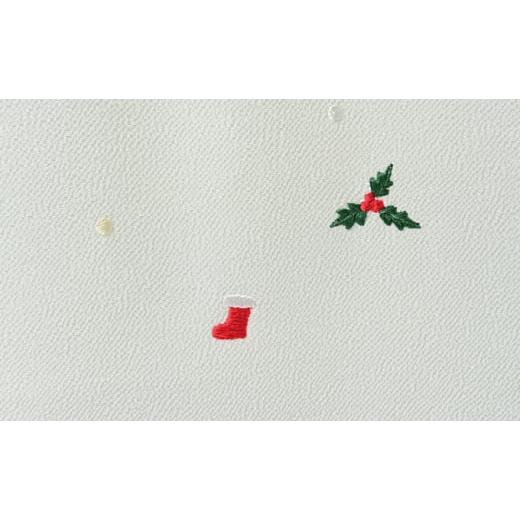 ふるさと納税 織物・繊維品 兵庫県 伊丹市 帯揚げ 白地 ちりめん クリスマスの刺繍 帯上げ 着物に No.5275-0234の画像