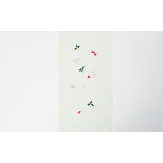 ふるさと納税 織物・繊維品 兵庫県 伊丹市 帯揚げ 白地 ちりめん クリスマスの刺繍 帯上げ 着物に No.5275-0234の画像