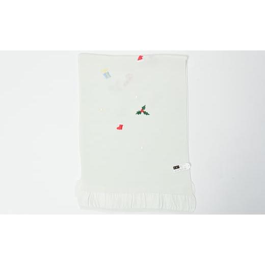 ふるさと納税 織物・繊維品 兵庫県 伊丹市 帯揚げ 白地 ちりめん クリスマスの刺繍 帯上げ 着物に No.5275-0234の画像