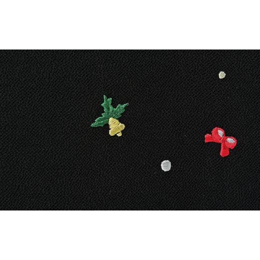 ふるさと納税 織物・繊維品 兵庫県 伊丹市 帯揚げ　黒地　ちりめん　クリスマスの刺繍　帯上げ　着物に No.5275-0235_2