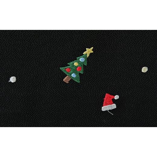 ふるさと納税 織物・繊維品 兵庫県 伊丹市 帯揚げ　黒地　ちりめん　クリスマスの刺繍　帯上げ　着物に No.5275-0235_3