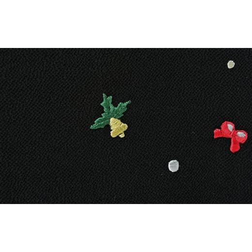 ふるさと納税 織物・繊維品 兵庫県 伊丹市 帯揚げ　黒地　ちりめん　クリスマスの刺繍　帯上げ　着物に No.5275-0235_4