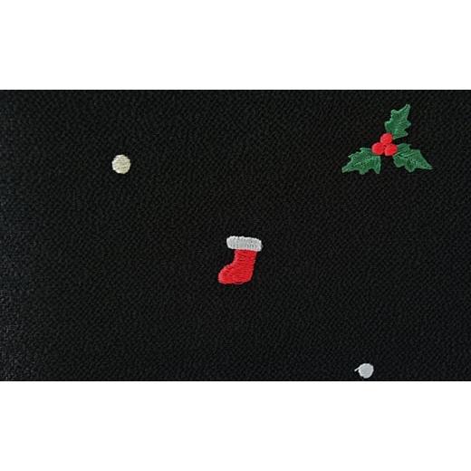 ふるさと納税 織物・繊維品 兵庫県 伊丹市 帯揚げ　黒地　ちりめん　クリスマスの刺繍　帯上げ　着物に No.5275-0235_5