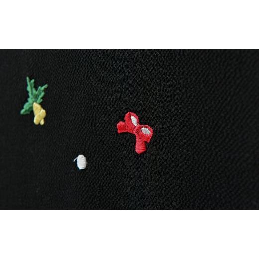 ふるさと納税 織物・繊維品 兵庫県 伊丹市 帯揚げ　黒地　ちりめん　クリスマスの刺繍　帯上げ　着物に No.5275-0235_7