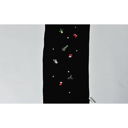 ふるさと納税 織物・繊維品 兵庫県 伊丹市 帯揚げ　黒地　ちりめん　クリスマスの刺繍　帯上げ　着物に No.5275-0235_8