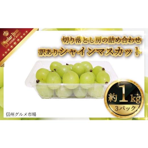 ふるさと納税 長野県 須坂市 訳あり シャインマスカット 約1kg(切り落とし房の詰め合わせ)(3パック詰め)[信州グルメ市場] 2024年発送 …