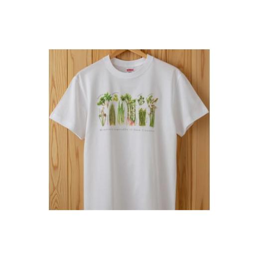 ふるさと納税 服 新潟県 十日町市 0337世界で唯一 着る山菜 山菜図鑑Tシャツ・白 綿100% Lサイズ Lサイズ