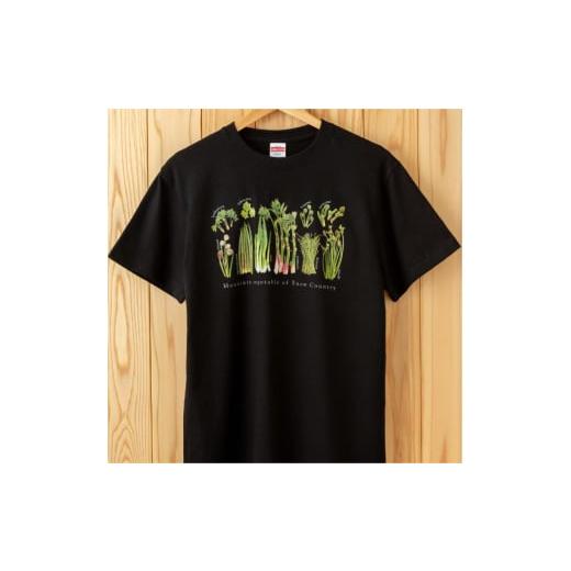 ふるさと納税 服 新潟県 十日町市 0336世界で唯一 着る山菜 山菜図鑑Tシャツ・黒 綿100% XLサイズ XLサイズ