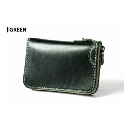 ふるさと納税 財布 宮城県 大和町 サムライクラフト ラウンドファスナーミドルウォレット グリーン (150×90×厚み25mm) レザー 革 本革 レザー製品 革製品 財…