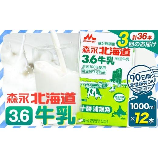ふるさと納税 飲料類 牛乳 北海道 浦幌町 定期便3回 90日常温保存 ロングライフ牛乳 北海道 森永北海道3.6牛乳 常温長期保存 大容量 定期便も選べる 1000ml×…