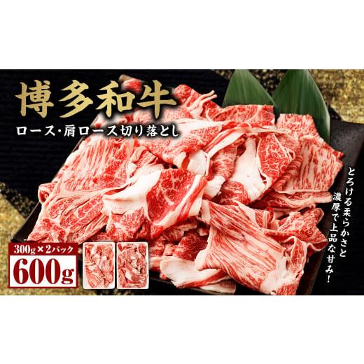 ふるさと納税 福岡県 宗像市 博多和牛ロース・肩ロース切り落とし600g(300g×2パック)_HA0194-1Y 通年発送