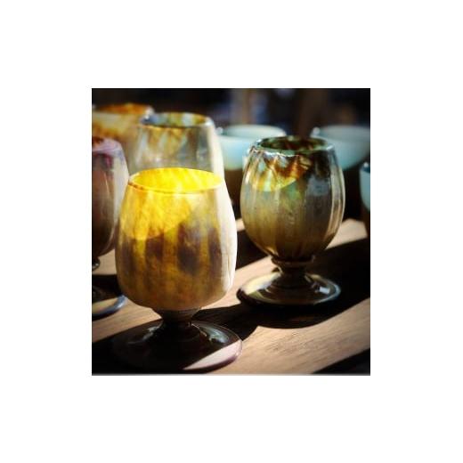 ふるさと納税 陶磁器・漆器・ガラス 大阪府 河内長野市 Ceramica Stripes Tulip セラミカストライプチューリップ(ハレの日のペアグラス) カラー:緑&オレン…