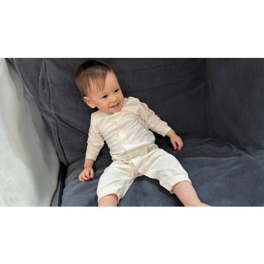 ふるさと納税 服 子ども 茨城県 つくばみらい市 ( イエロー系 ) オーガニックコットン 3点 セット オーガニック コットン ロンパース 帽子 肌着 0ヶ月〜 フリ…の画像
