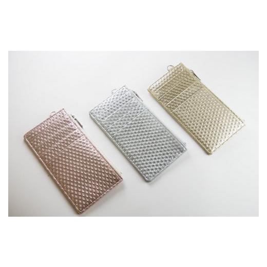 ふるさと納税 財布 東京都 台東区 フラグメントケース 牛革(スパイク箔) (カラー:ピンクゴールド) ピンクゴールド