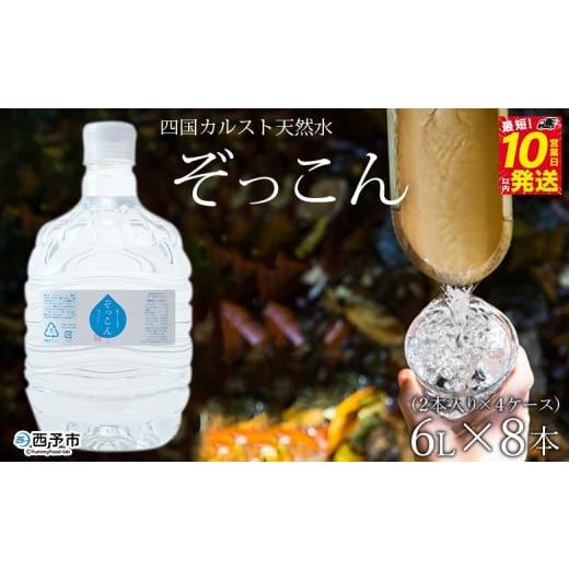 ふるさと納税 水・ミネラルウォーター 2.1L〜 愛媛県 西予市 四国カルスト天然水ぞっこん（6L×2本）×4ケース　計8本_1