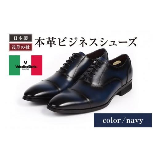 ふるさと納税 ファッション 靴 東京都 台東区 浅草の靴 バレンチノグラリオ 本革ビジネスシューズ YN-10 (サイズ:25.0cm カラー:ネイビー) サイズ:25.0cm…