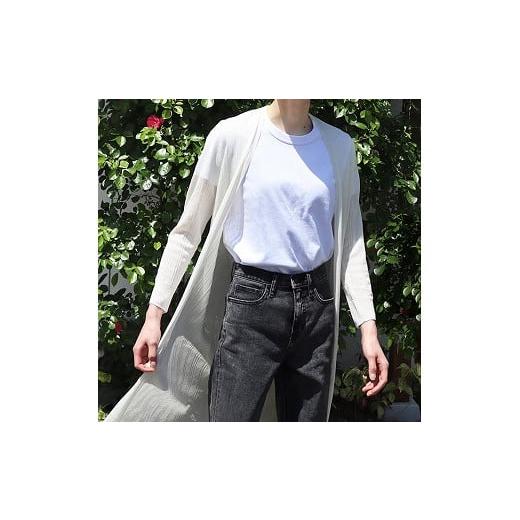 ふるさと納税 服 女 山梨県 市川三郷町 3Dハイゲージニット きながしロングカーディガン 和紙糸(Lサイズ)スカイブルー 5839-9497 スカイブルー