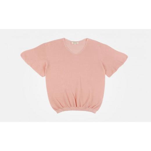 ふるさと納税 服 女 山梨県 市川三郷町 3Dハイゲージニット Vネックプルオーバー フリル袖 和紙糸(Mサイズ)ペールピンク 5839-9503 ペールピンク