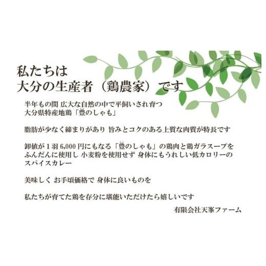 ふるさと納税 大分県 宇佐市 大分地鶏豊のしゃも地鶏出汁スパイスカレー3種セット(合計540g・180g×3パック)レトルト 簡単調理【112400200】【天峯ファーム】｜furusatochoice｜05