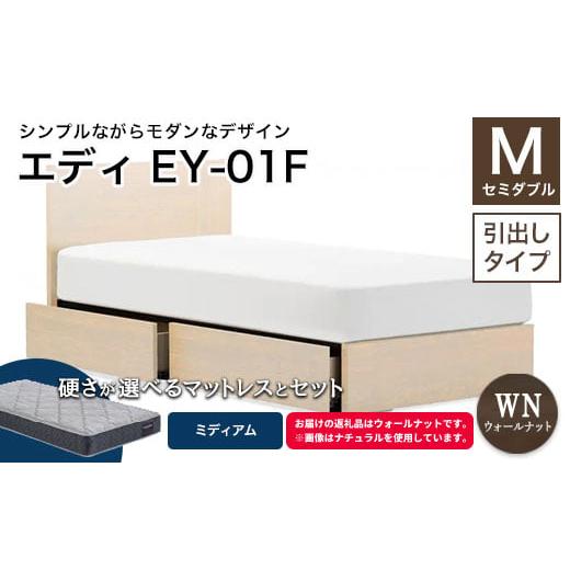 ふるさと納税 家具 インテリア・寝具・収納 福島県 白河市 フランスベッド エディEY-01F(引き出し付き) ツインサポートマットレス セミダブル ウォールナ…