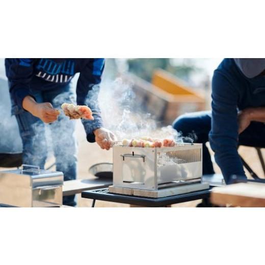 ふるさと納税 アウトドアグッズ 岐阜県 大垣市  Hot Camp ＋Base基本セット (炭火串焼き・網焼き器) 耐熱黒塗装タイプ_2